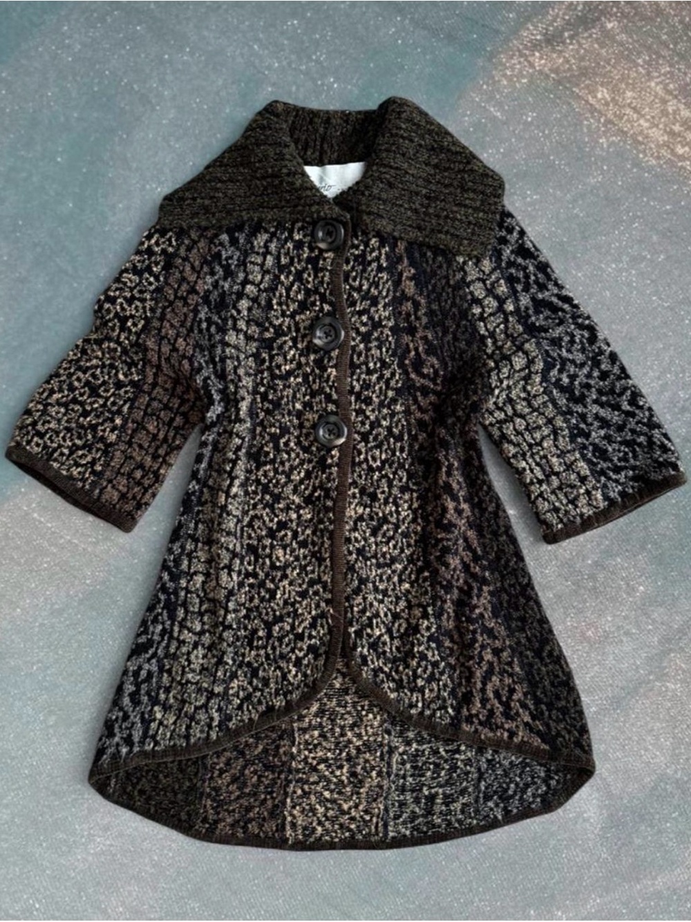 Vintage 90s Curio New York Cardigan Coatigan Chunky Knit Boho Earthy Big Buttons